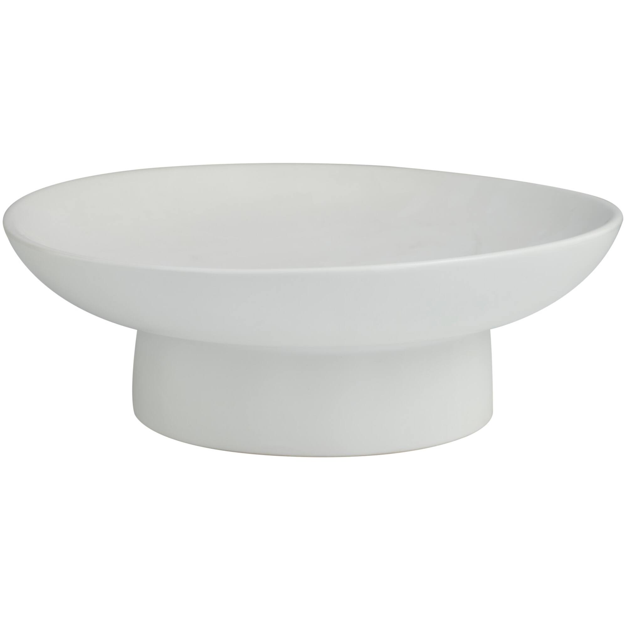 16" White Ceramic Decorative Bowl with Elevated Base
